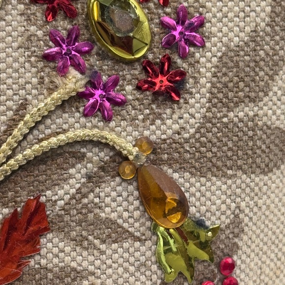 Vintage Enid Collin’s style Handbag Jeweled Garden Purse  Bucket Bag Floral - Picture 6 of 16